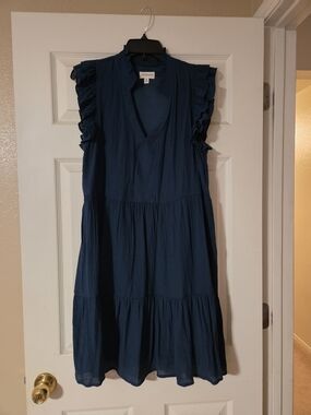 52seven Rails Deep Blue Tiered Ruffle Dress. Never Wore.